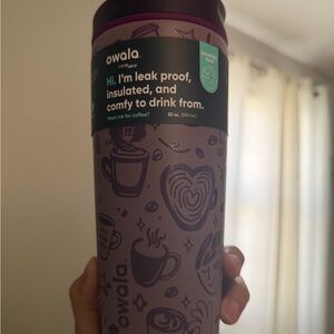 Owala Insulated Travel Tumbler in Mauve with Coffee Motif